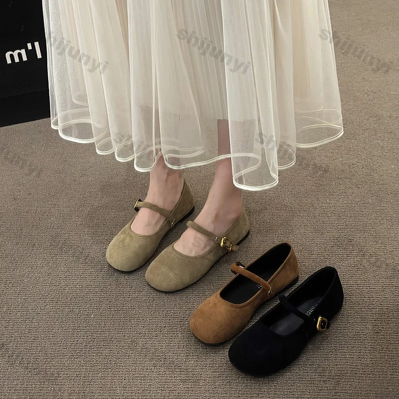 

Элегантные туфли-балетки с круглым носком, подходящие к платью, весна 2026, новые модные винтажные туфли Мэри Джейн, удобные женские повседневные туфли