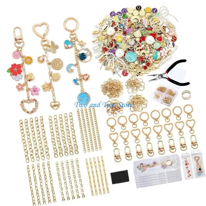 

HX6F Alloy Keychain Making Set Metallic Keyrings Craft Supplies Alloy Texture