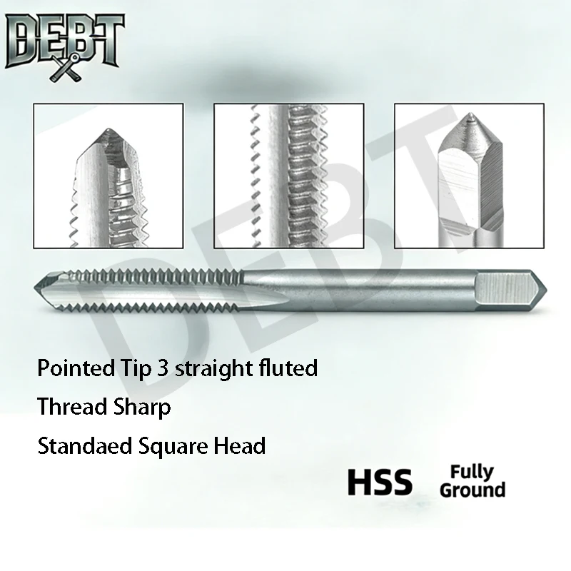 5pcs 4-40 6-32 12-28 1/8 9/64 5/32 11/64 3/16 15/64 1/4 inch HSS Straight Fluted Tap Right Hand UN UNC UNF UNS UNEF Thread Taps