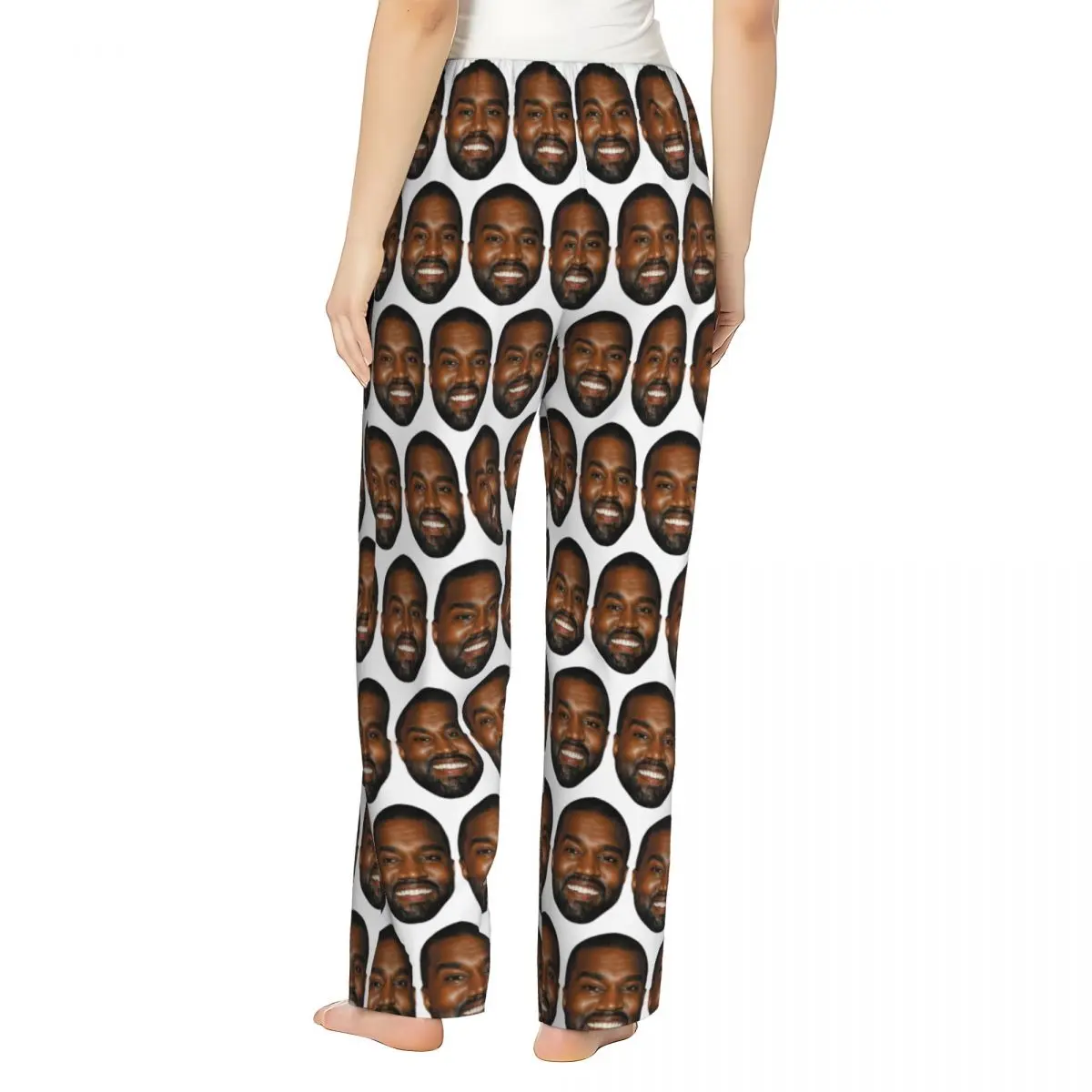 Custom Funny Kanye West Meme Pajama Pants Sleepwear Women\'s Elastic Waistband Rapper Music Producer Sleep Bottoms with Pockets