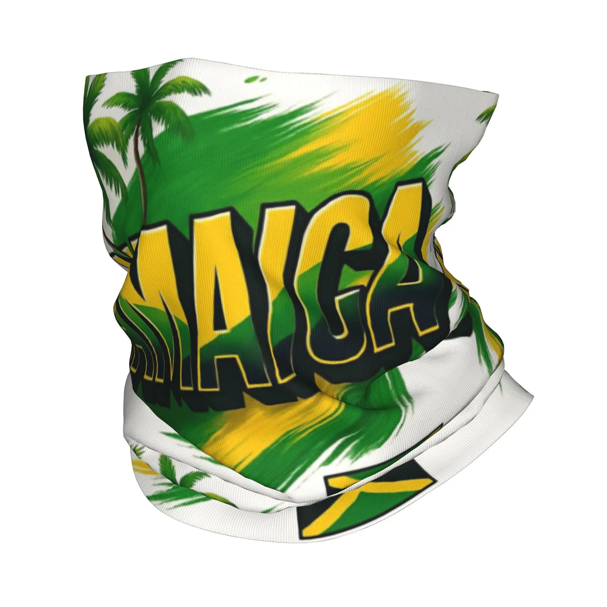

Custom Jamaica Bandana Neck Warmer Men Women Winter Ski Tube Scarf Gaiter Rasta Flag Lion of judah Face Cover