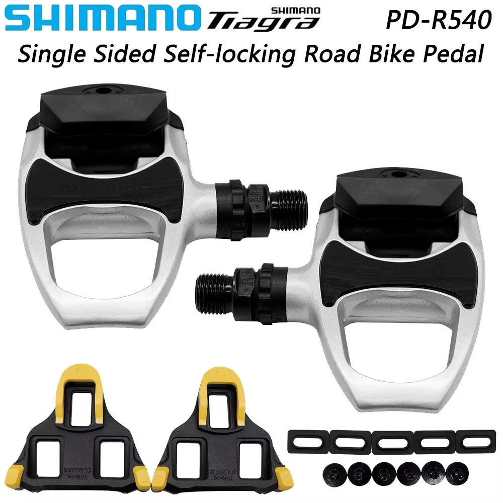 SHIMANO PD-R540 Road Bike Pedal Self-locking Wide Platform Bearing 4700 Silvery Black R540 Pedal Original Bicycle Parts