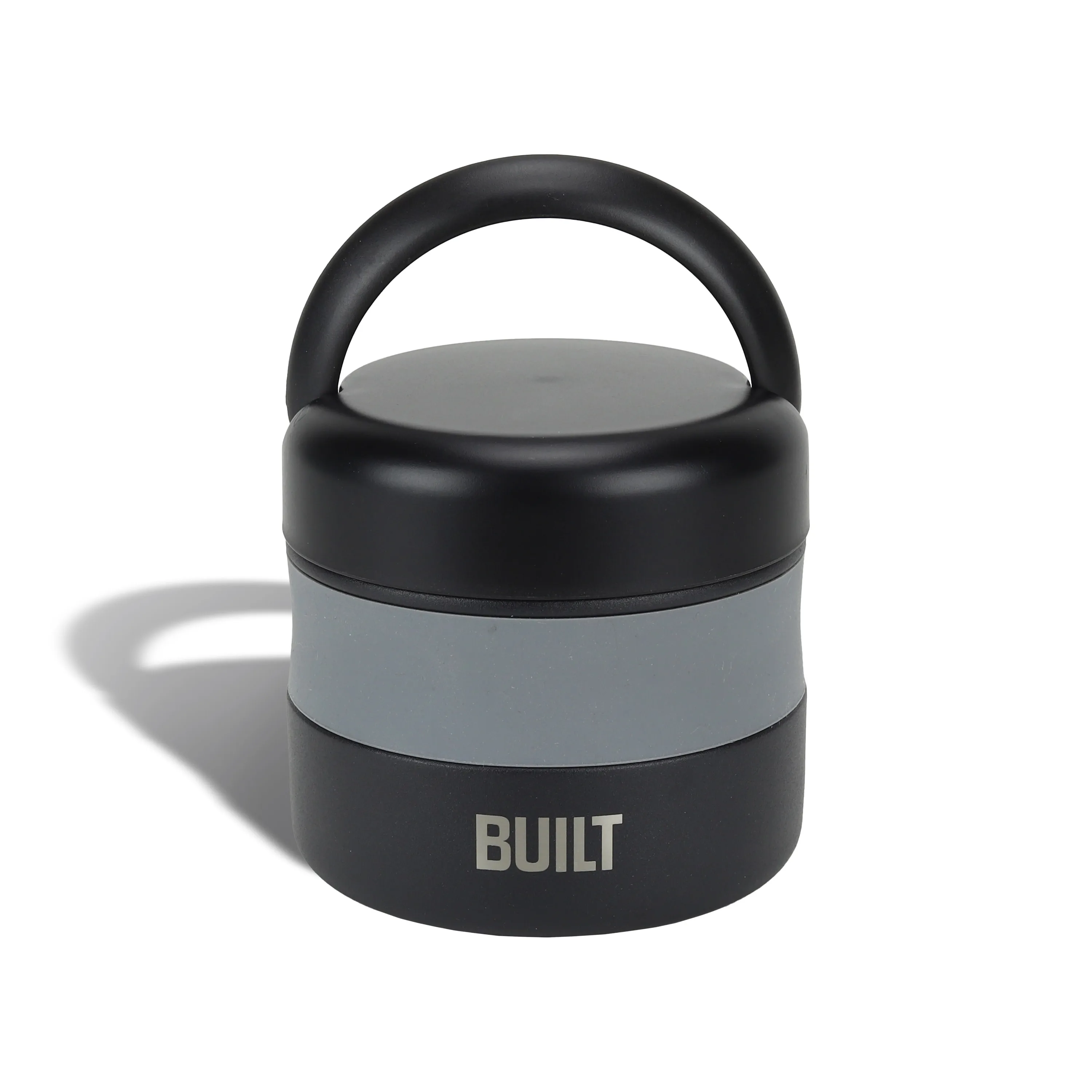 12 oz Wide Mouth Vacuum Insulated Food Jar with Handle, Black and Gray, A Practical Choice for School Lunches and Activities to