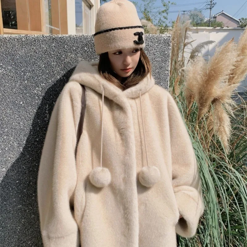 

Winter Coat for Women 2025, Hooded Thick Faux Fur Jacket, Fluffy Shaggy Overcoat High Street Style Warm Outerwear