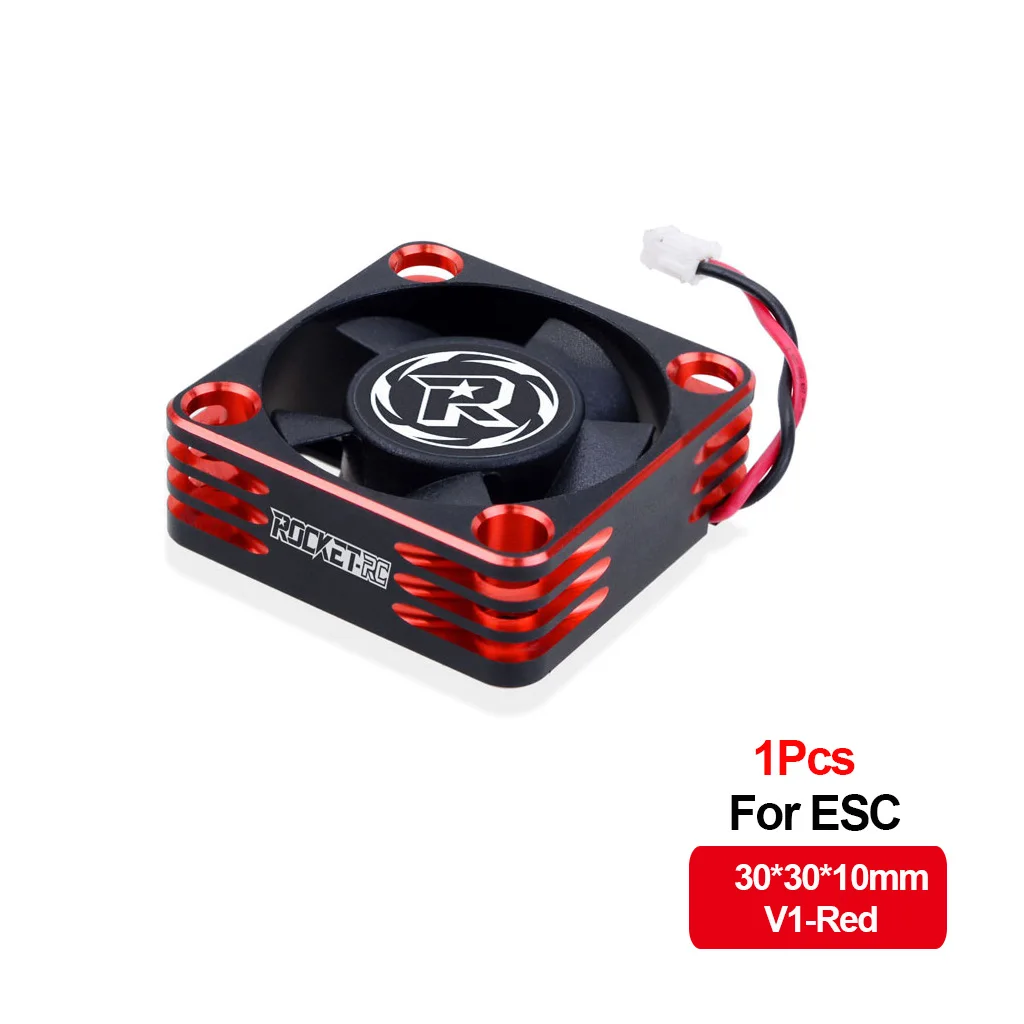 Rocket-RC 25mm 30mm 35mm 40mm 50mm Metalen Koelventilator Voor 1/10 1/8 1/7 1/5 RC Auto ESC Motor Koellichaam-V1 V2 Versie Rood & Zwart