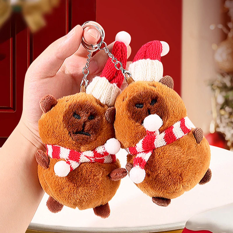 Christmas Decoration 2025 Kapibala KeyChain Ornament Kawaii Plush Kapipara Gifts New Year Desk Accessorie Room Desk Decorations