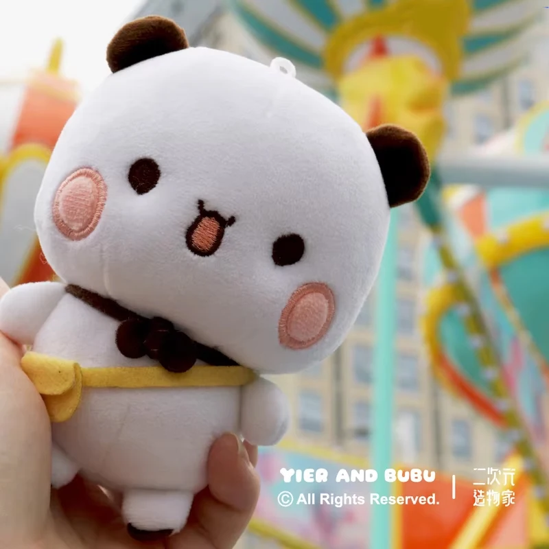 Panda original 20cm bubu e yier pingente bonecas bonito dos desenhos animados panda urso boneca chaveiro mochila pingente bonito pingente casal presente