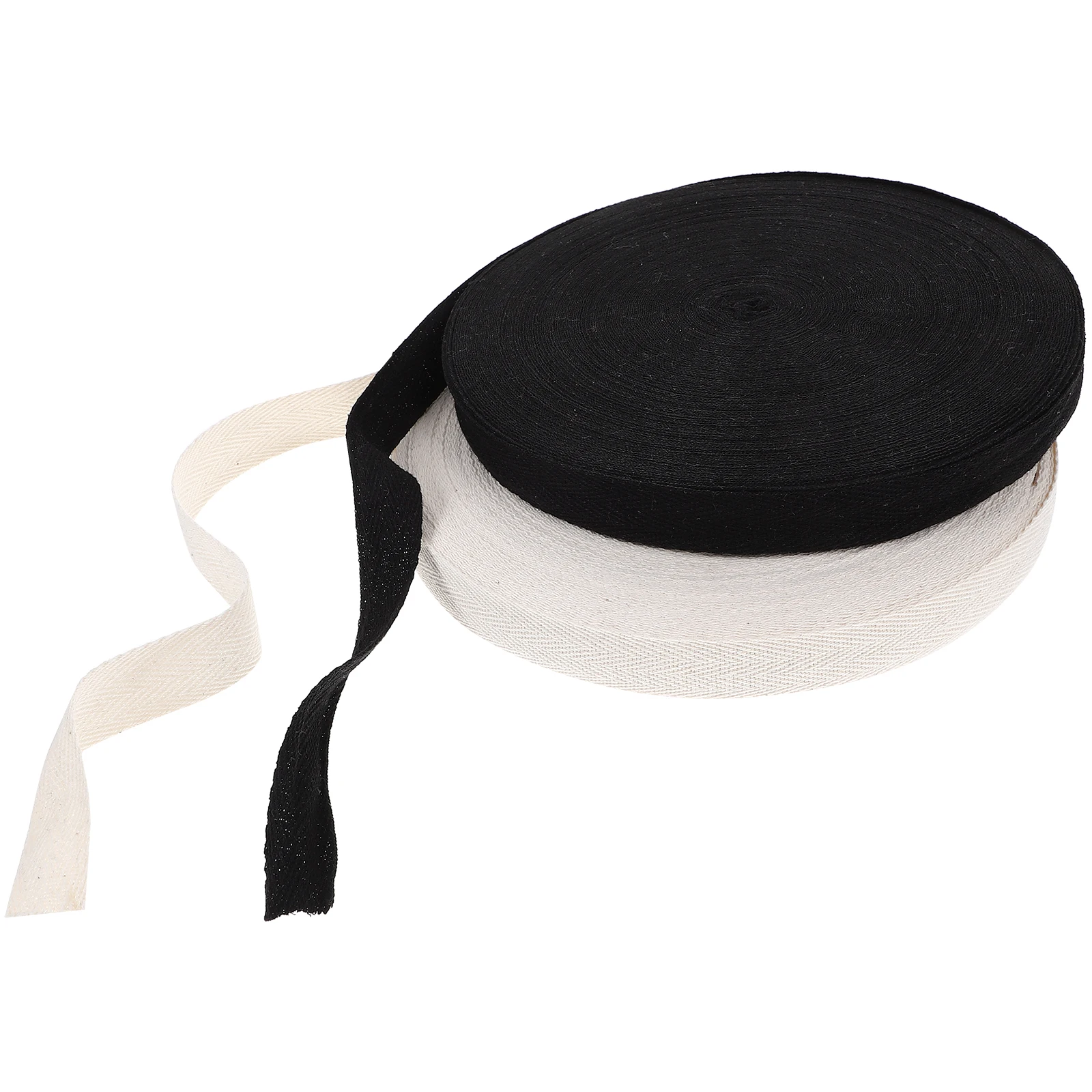 

2pcs 50 Yards Pure Cotton Herringbone Webbing Black White Twill Tape Ribbons Clothing Household Colorful Durable Sewing Craft