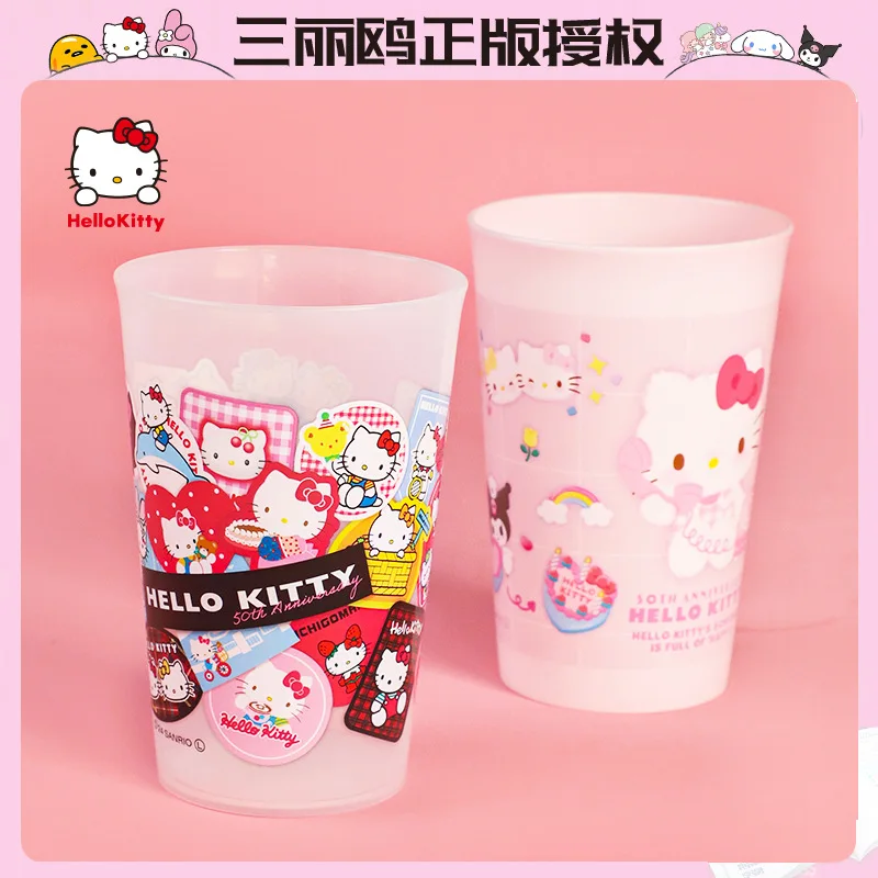 Kawaii Hello Kitty 450Ml Cartoon Mouthwash Cup Anime Sanrio Girl's Heart Cute Multifunctional Large-Capacity Drinking Cup