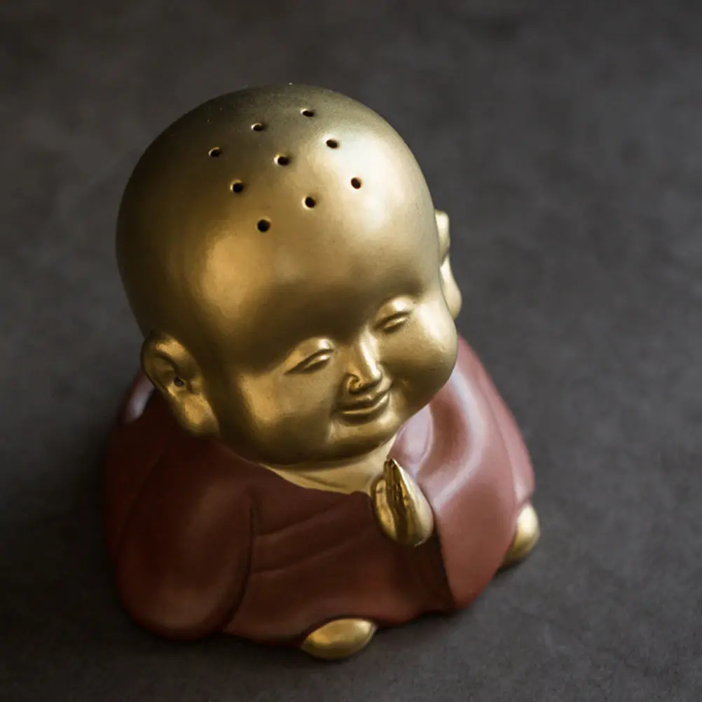 

1Pcs Golden Incense Burner Ceramic Aroma Stove Decorative Desktop Ornament for Home Office Meditation Space Aroma