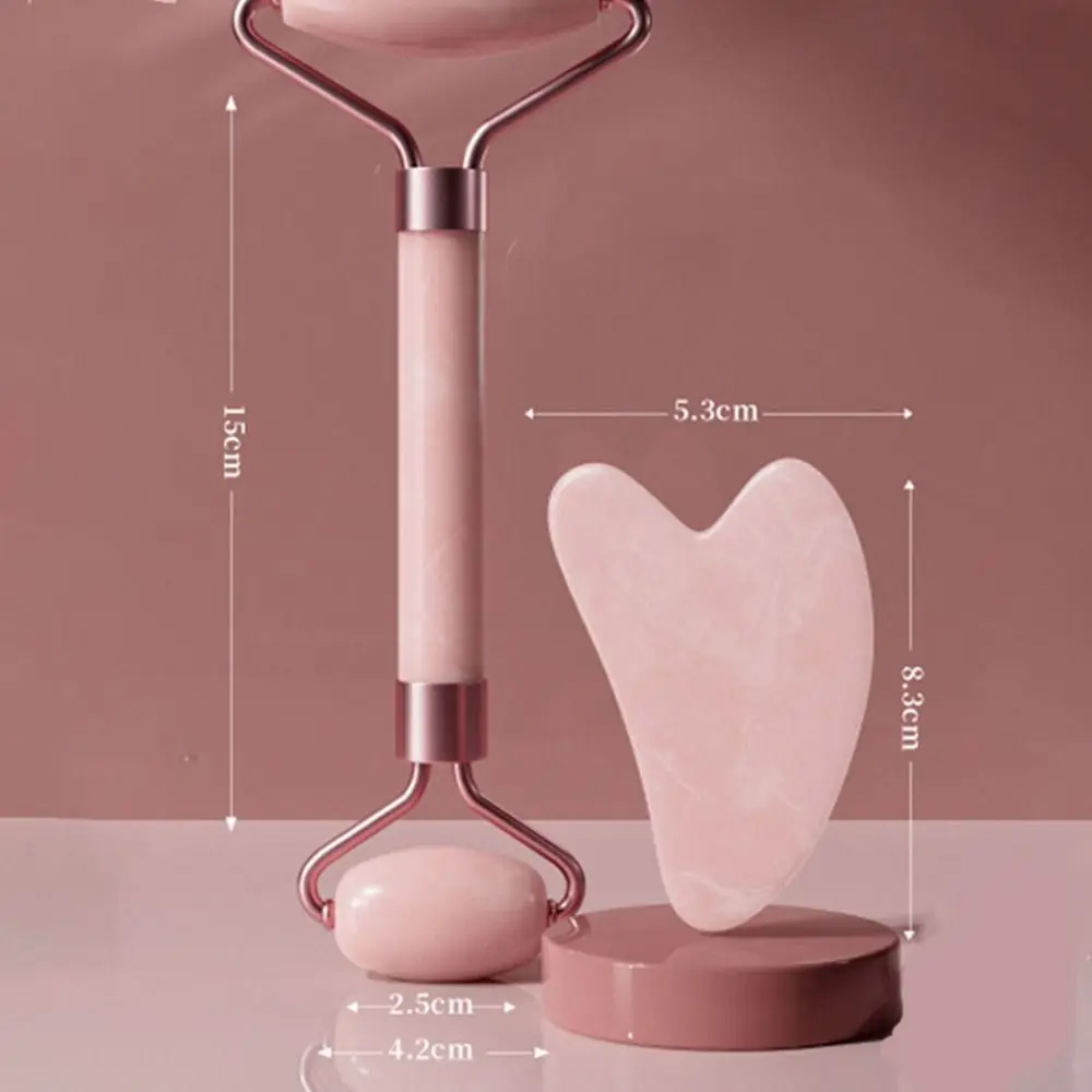 2 pz/set Guasha a doppia testa Set New Portable Face Spa Face Roller Resin Neck Massager Gua Sha raschietto Board