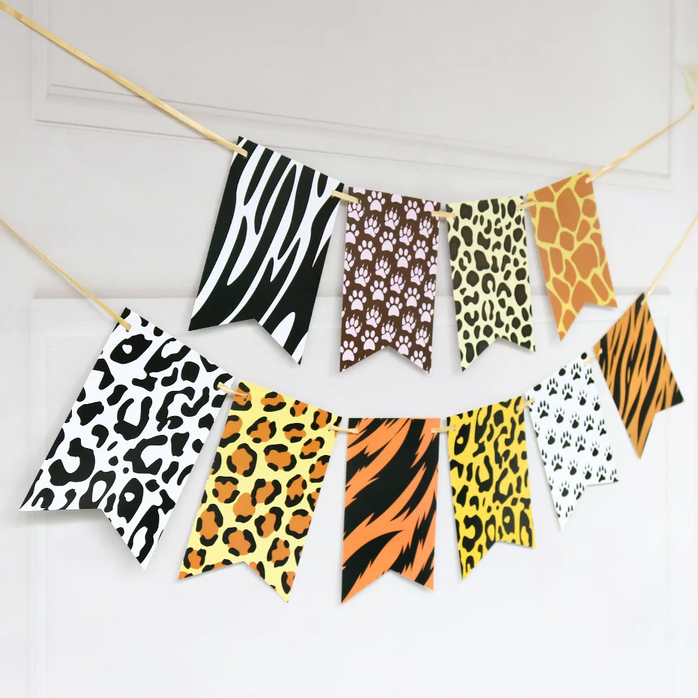 1 Satz Wald Tier Leopard Tiger Druck Platte Tischdecke Servietten Wald Banner Dschungel Safari wild eine Geburtstags feier Dekoration – Detail 7