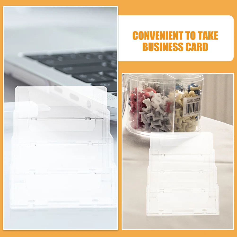 

2Pcs Business Card Holder Clear Plastic Display Stand Sturdy Desk Organizer Convenient Business Card Holder Cards Storage Box
