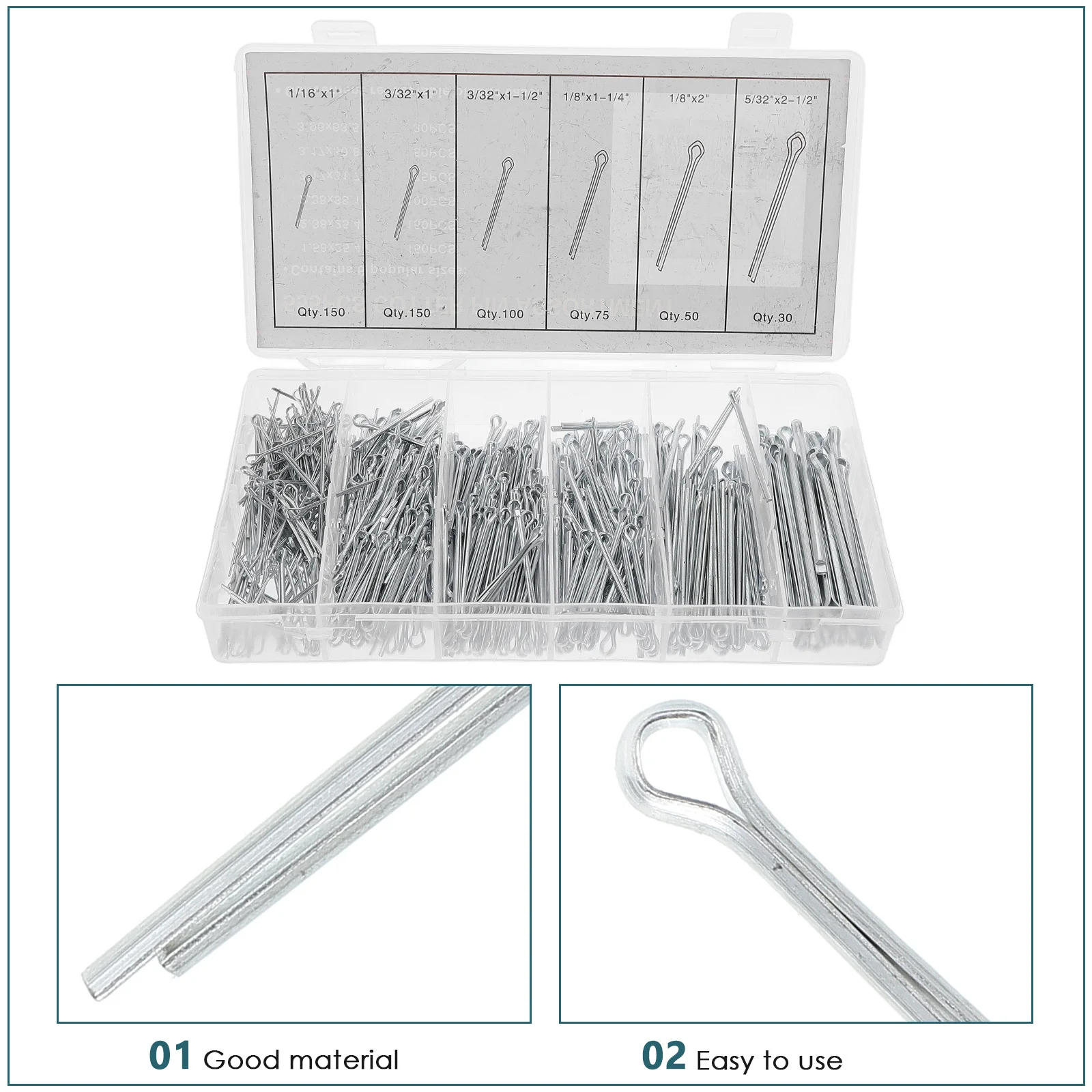 555pcs Spring Steel Assortment Kit High Precision Durable For Automotive Small Engine Repair Diy Projects Cotter Pin Kit