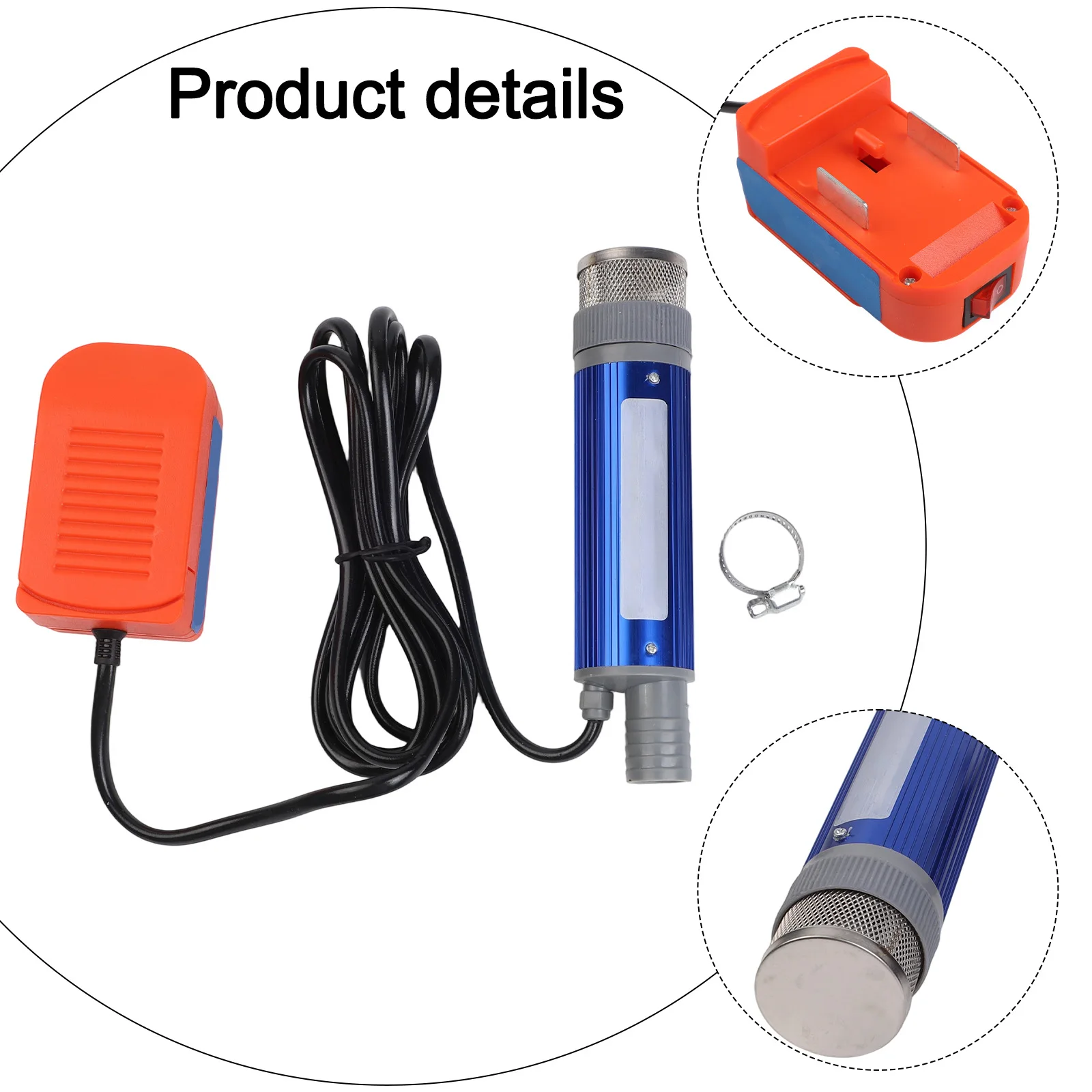 Compact Water Pump Portable Water Pump Aluminum Alloy Construction Diameter Of 38mm Height Of 18cm 2.4-meter Cable Length