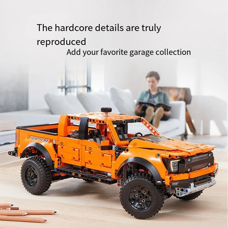 Voiture technique pour Ford Raptor, camion, blocs de construction de voiture, remorque MOC, assembler des briques, jouets cadeaux pour enfants, facile à utiliser, 1379 pièces, 42126