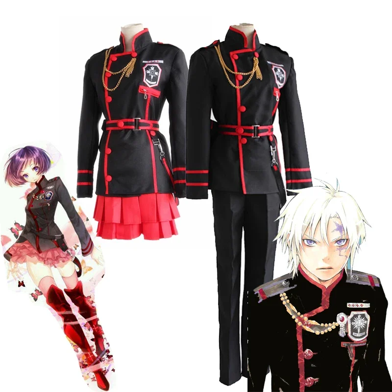 Anime D.Gray-man Linali Lenalee Lee Allen Walker Cosplay Costume Black School Uniform Qutfit Suit Full Set Halloween Outfit