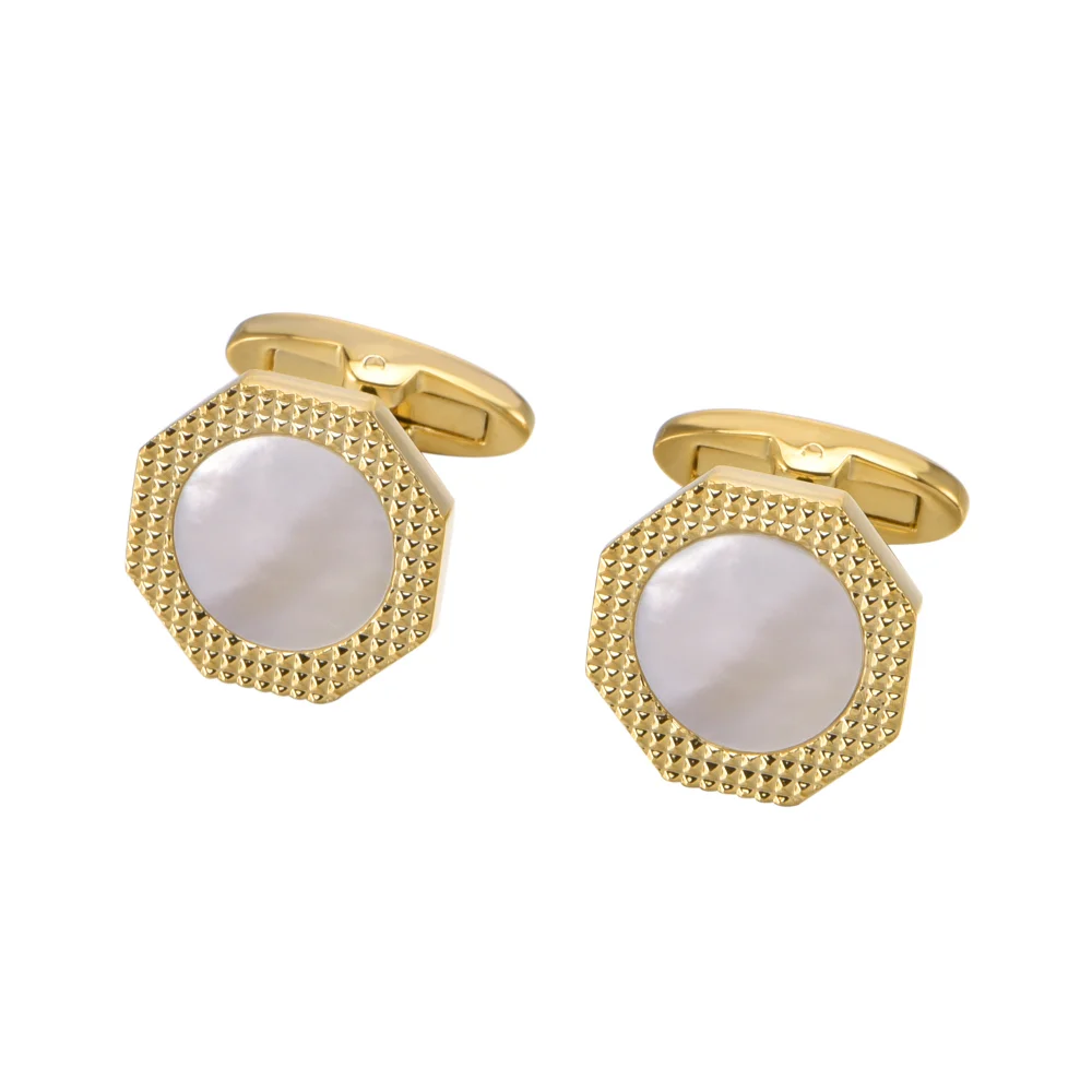 Hexagonal Shell Cufflink Shell Men's Business Cufflinks Shirt Suit Cuff Accessories Exquisite Decoration For Banquet Formal Wear
