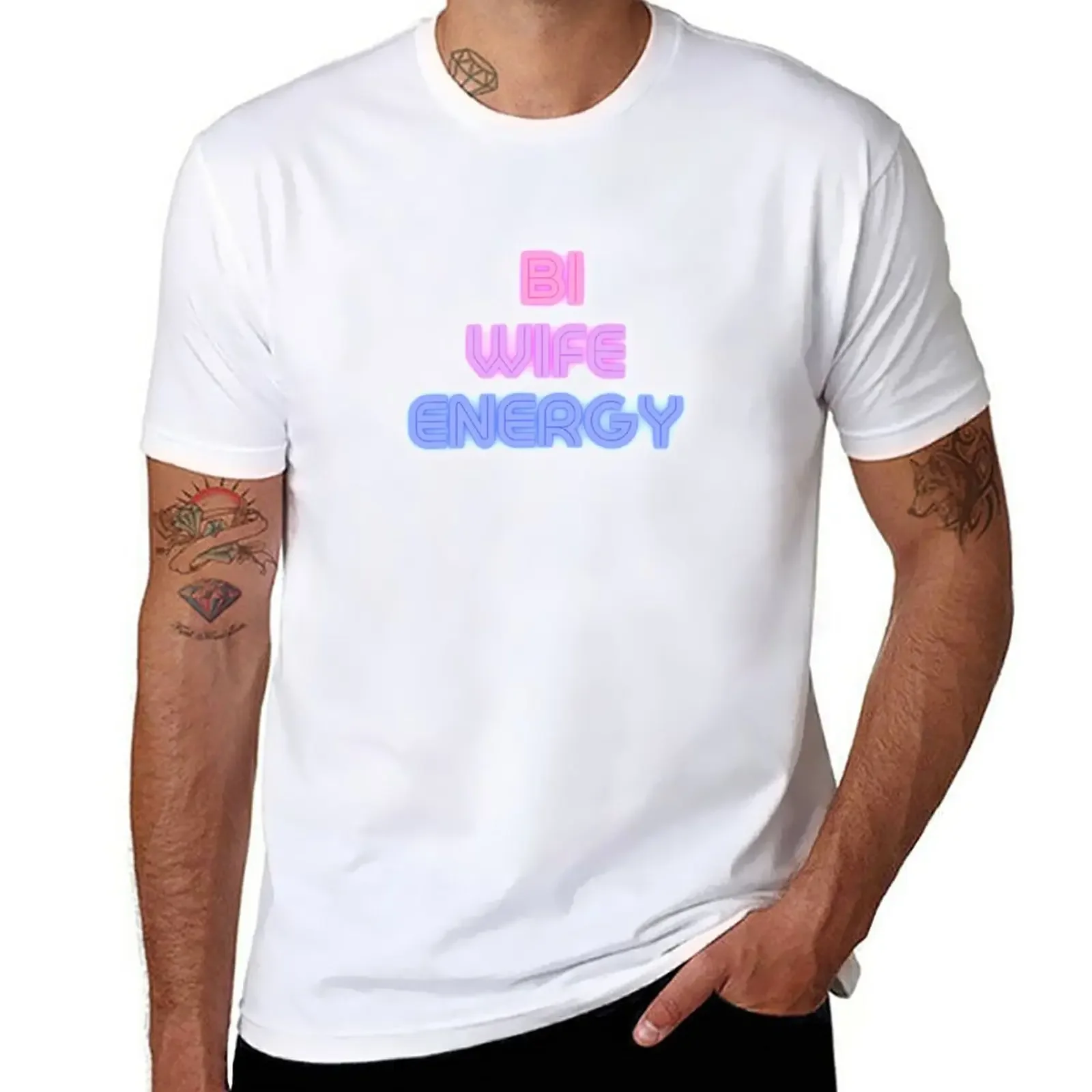 

New Bi Wife Energy T-Shirt tops funny t shirt plus size t shirts heavy weight t shirts for men