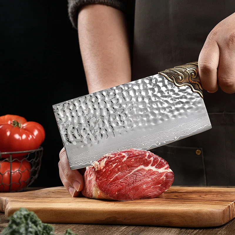 

Japanese Damascus Stainless Steel Kitchen Knife Forged Utility Santoku Cleaver Chef Vegetables Slicing Knife Cooking Tools