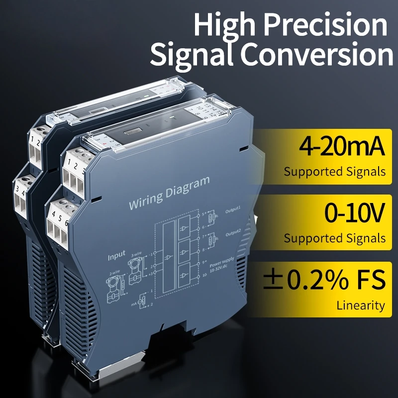 0-5V Ultra-thin signal Isolator 1 in 1 Out 4-20mA 0-10V Output signal Distributor Converter