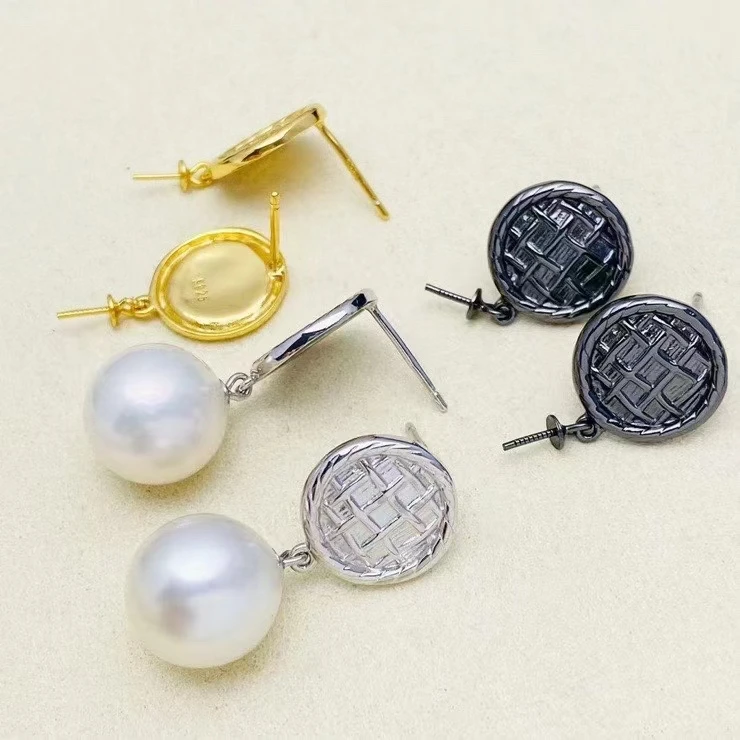 

Wholesale 925 Sterling Silver Earrings Mount Findings Settings Base Mounting Parts Accessory for 11-12mm Pearls