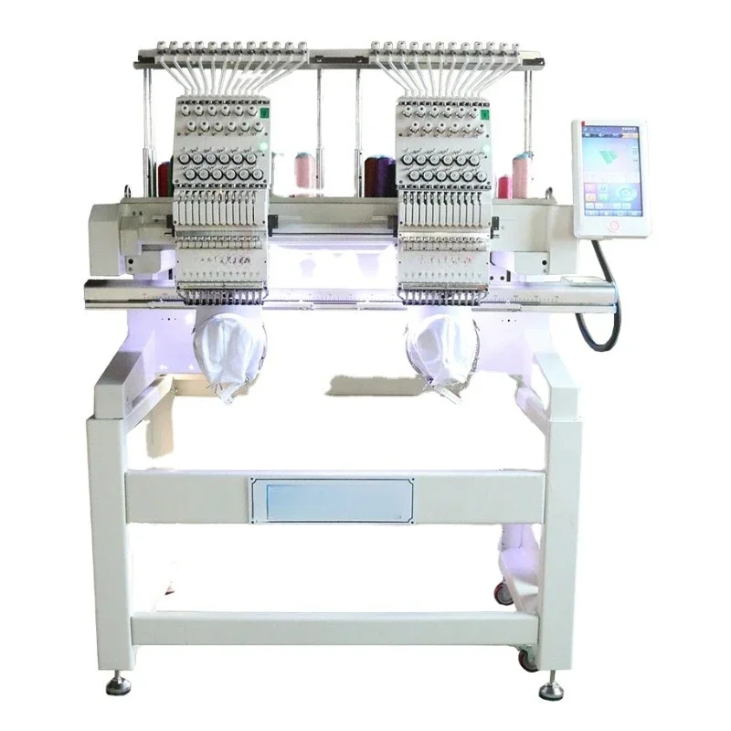 Multi-Needle 2-Head Double-Head Embroidery Machine for Shoes Hats Shirts Letter Combination High Speed Commercial Use