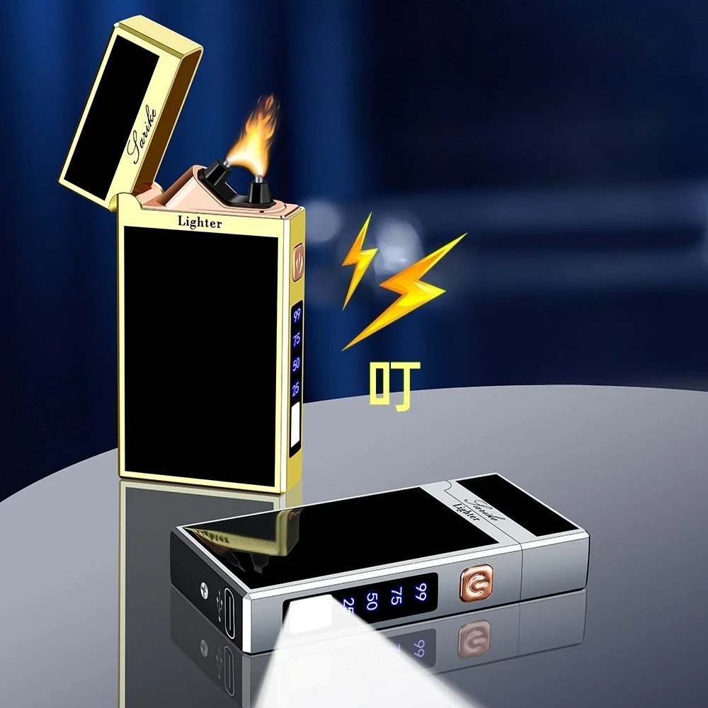 ولاعة كهربائية جديدة بقوس عالي الطاقة لعام 2025 مع إضاءة خارجية ولاعة سجائر محمولة شحن USB ملحقات دخان