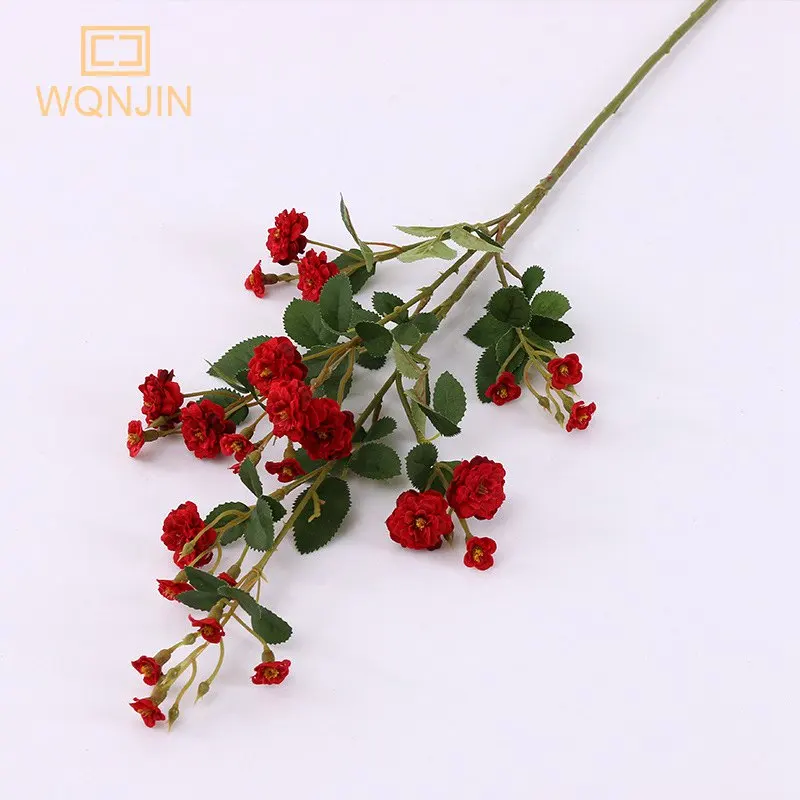 WQNJIN 75 cm Blau Hochwertige Europäische Mini Rosen Lange Zweig Künstliche Seidenblumen Hause Tischdekoration Raumdekoration – Detail 7