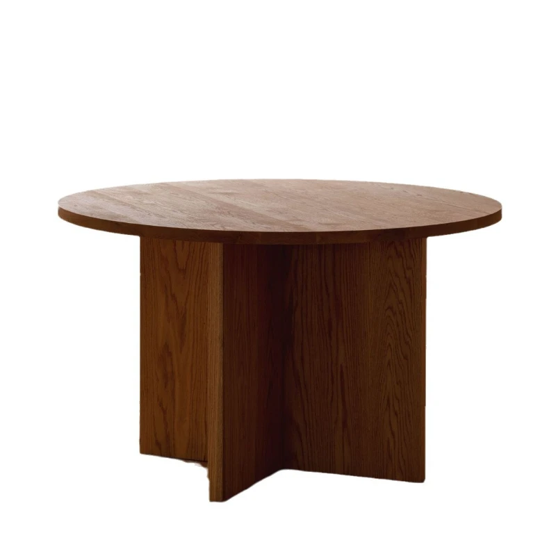 

Round Table Cherry Red Oak Modern Simple Dining Table