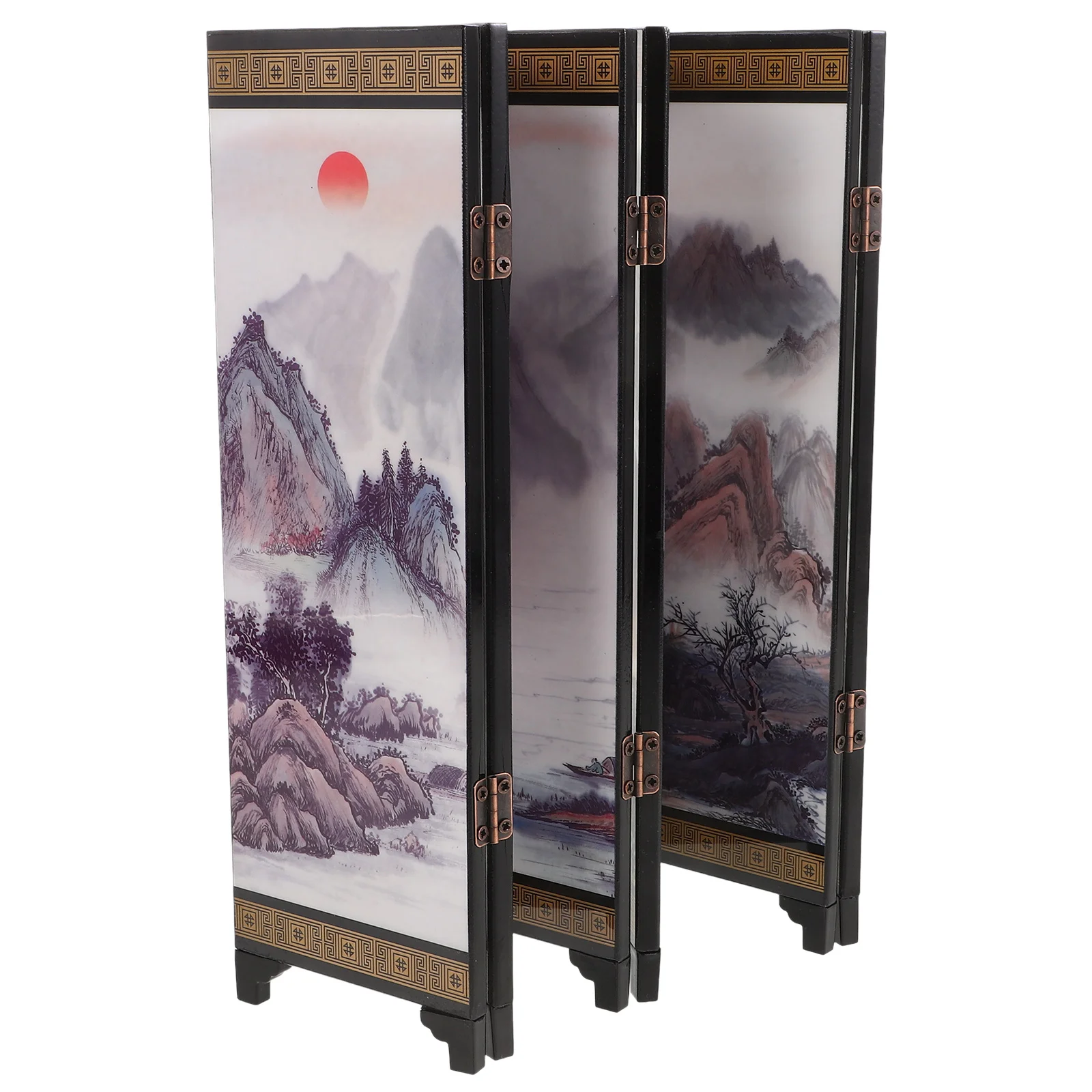 Lacquer Small Screen Foldable Privacy Screens Wooden Folding Props Travel