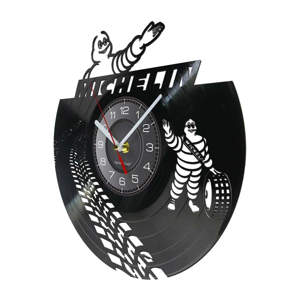 Tire Rubber Car Wheel Brand Advertisement Wall Clock Car Factory Garage Vinyl Record Wall Clock Mechanic Man Cave Watch Gift