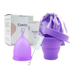 Certified Hypoallergenic Menstrual Cup Kit With Cleaning Brush Foldable Sterilizer Case Accessories Period Menstruation Cup XS