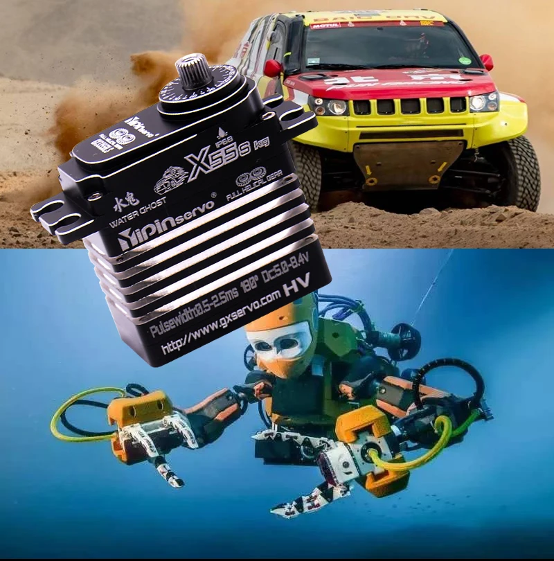 Induct magnético de alto par 8,4 v sin escobillas 55kg Servo engranaje helicoidal de acero impermeable IP68 para coche RC modelo de barco Robot submarino