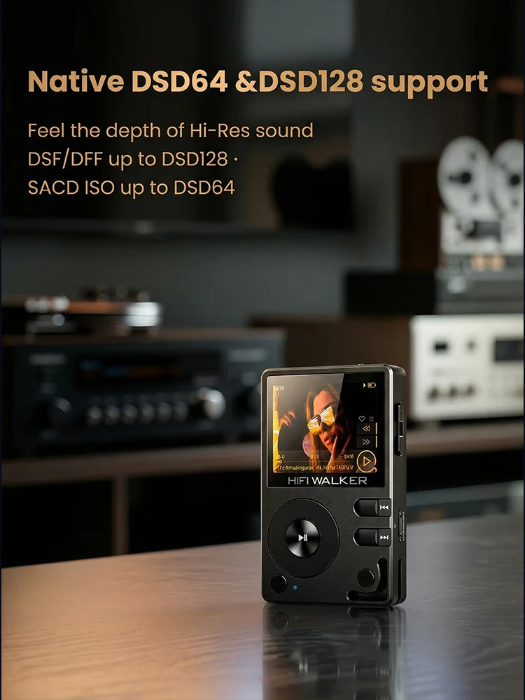 HiFi Walker H2 DAP Musikplayer, MP3 Native DSD128, 64GB bis 512GB, ESS DAC-Chip, USB-DAC, Verlustfreier 2-Wege-Bluetooth LDAC – Detail 4
