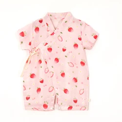 Summer infant Baby girls boys Clothing Bodysuits Onesie Short sleeve Baby kimono Bamboo muslin Fashion Kawaii