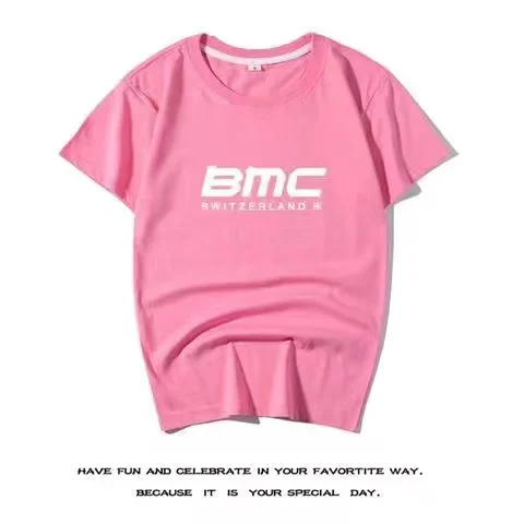 BMC American Racing Team Men Summer Pure Cotton Letter Printed T-shirt Tour De France Cycling Short Sleeved Parenting T-shirt