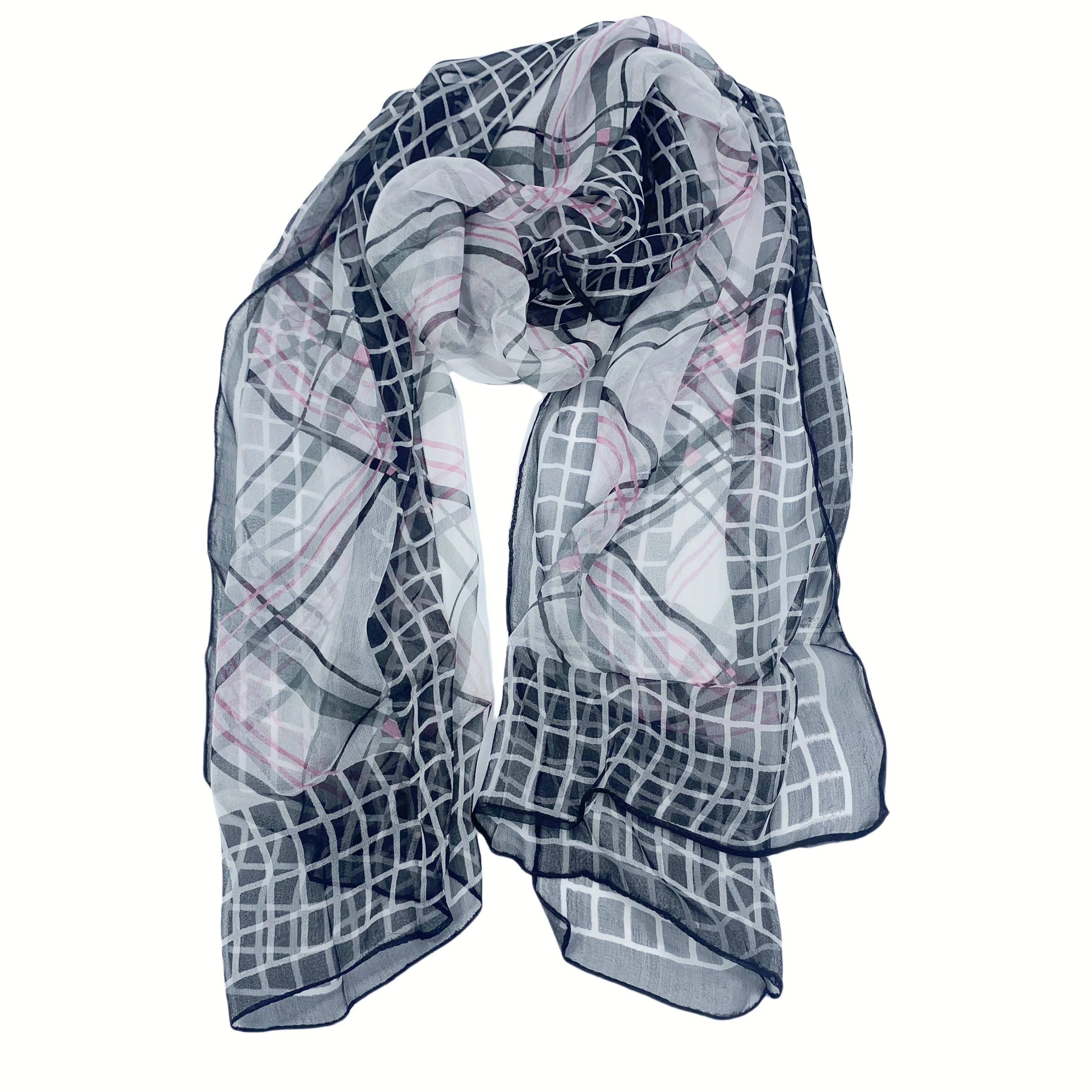 

100% pure silk scarf brand new fashion scarves 50Cm*150Cm Neckerchief plaid chequer lattice grid check style