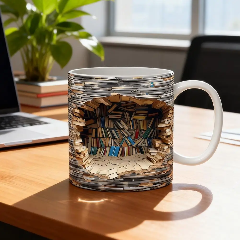 السيراميك ثلاثية الأبعاد مكتبة كتاب القدح الرف القدح الفضاء الإبداعي متعددة الأغراض دراسة تصميم كوب عيد ميلاد القدح كوب الحليب الأصدقاء القهوة Gi A1K4 #1