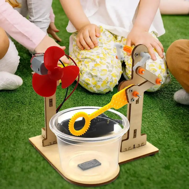 Lernspielzeug für Kinder – DIY-Blasenmaschinenset aus Holz für wissenschaftliche Experimente