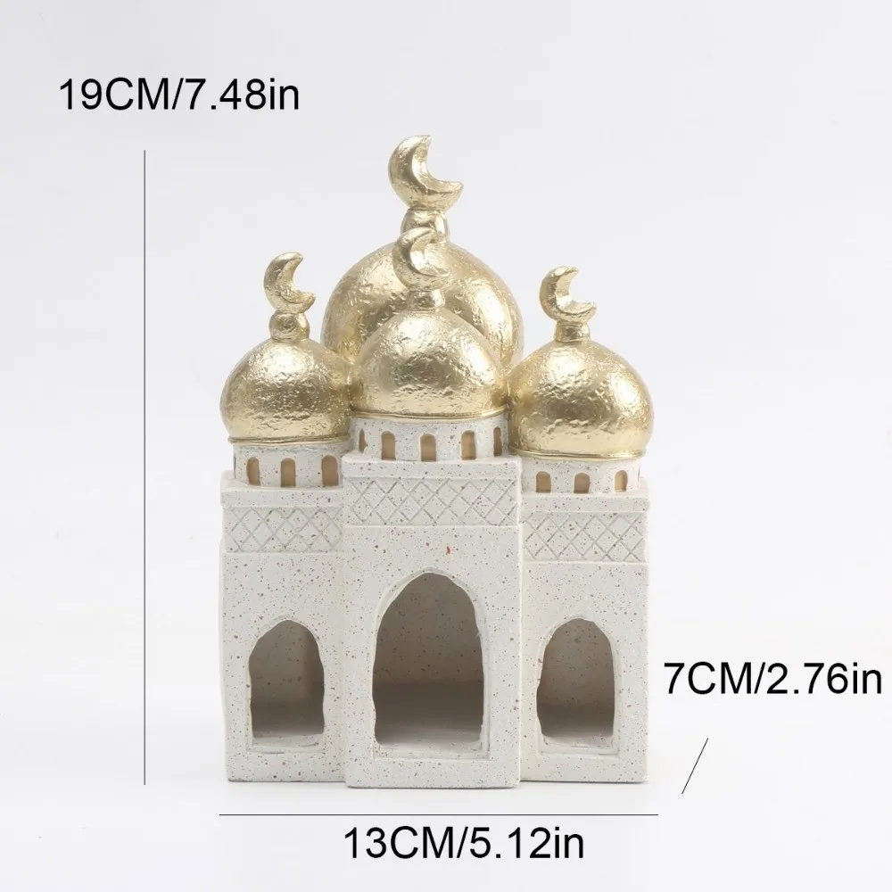 Middle Eastern Style Resin Statue Decor Castle House Ramadan Muslim Mosque Islamic Desktop Ornament Kaaba Dome Islamic Theme