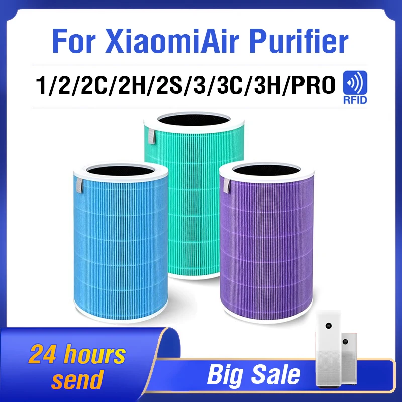 Air Filter For Xiaomi Air Purifier Mi 2 2C 2H 2S 3 3C 3H Pro Air Purifier Carbon HEPA Filter Anti Bacteria Replacement