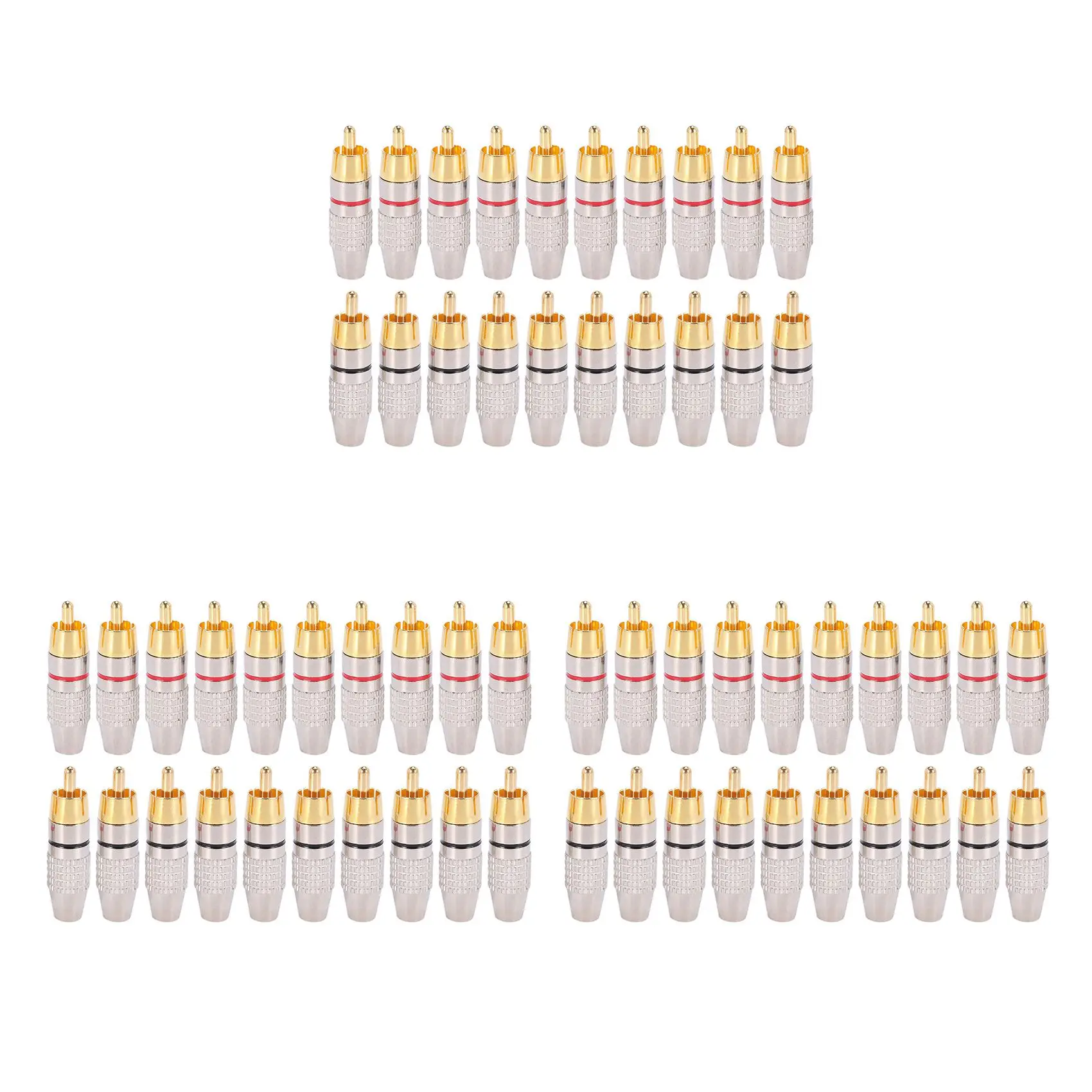 

60 Pcs RCA Plug Audio Video Locking Cable Connector Gold Plated-AT30