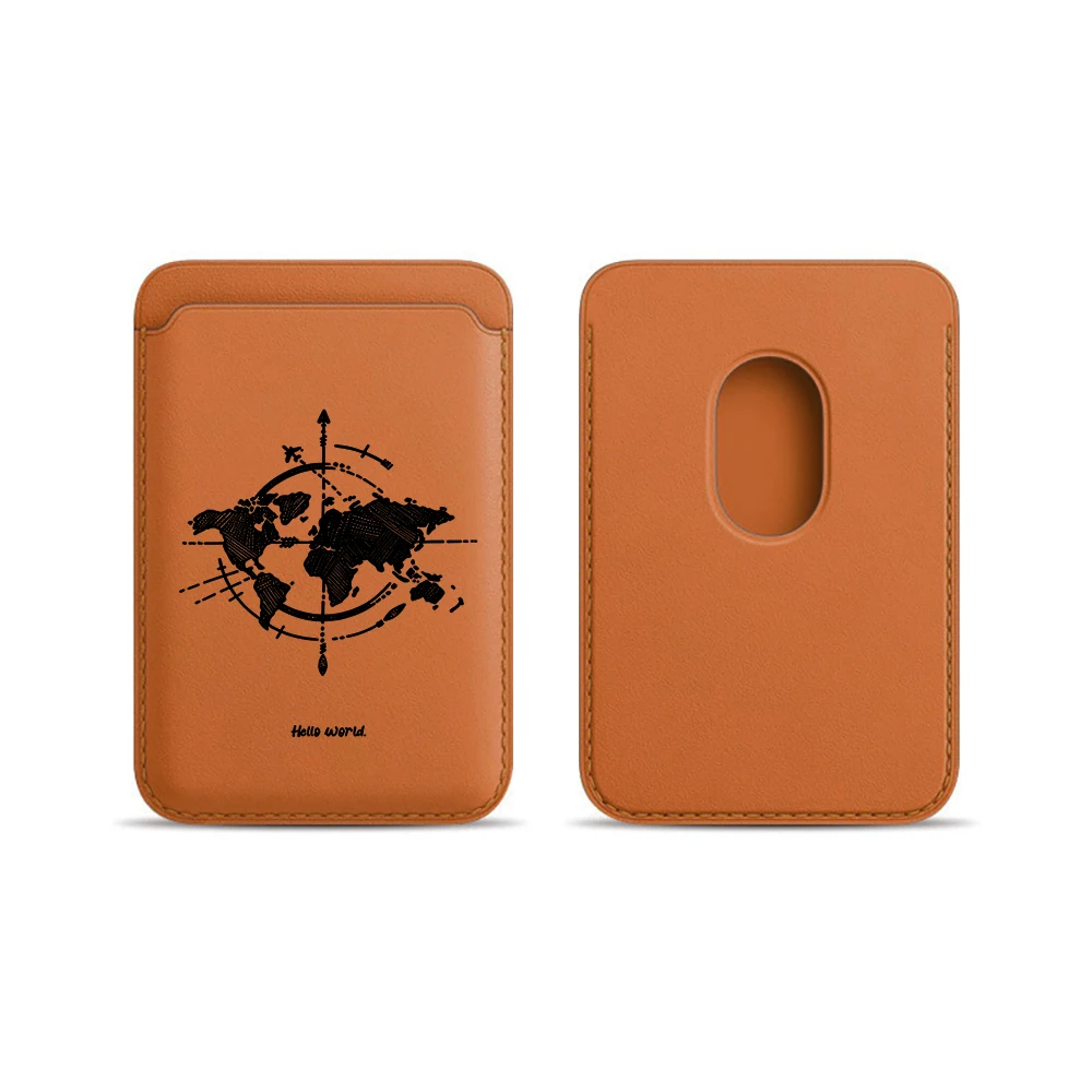 Minimalistisches Weltkarten-Leder-Kartenetui Handy-Kartenhalter für Magnetische Hülle Geeignet für alle iPhone Magsafe Karten-Handy-Rückseiten-Taschen – Detail 11