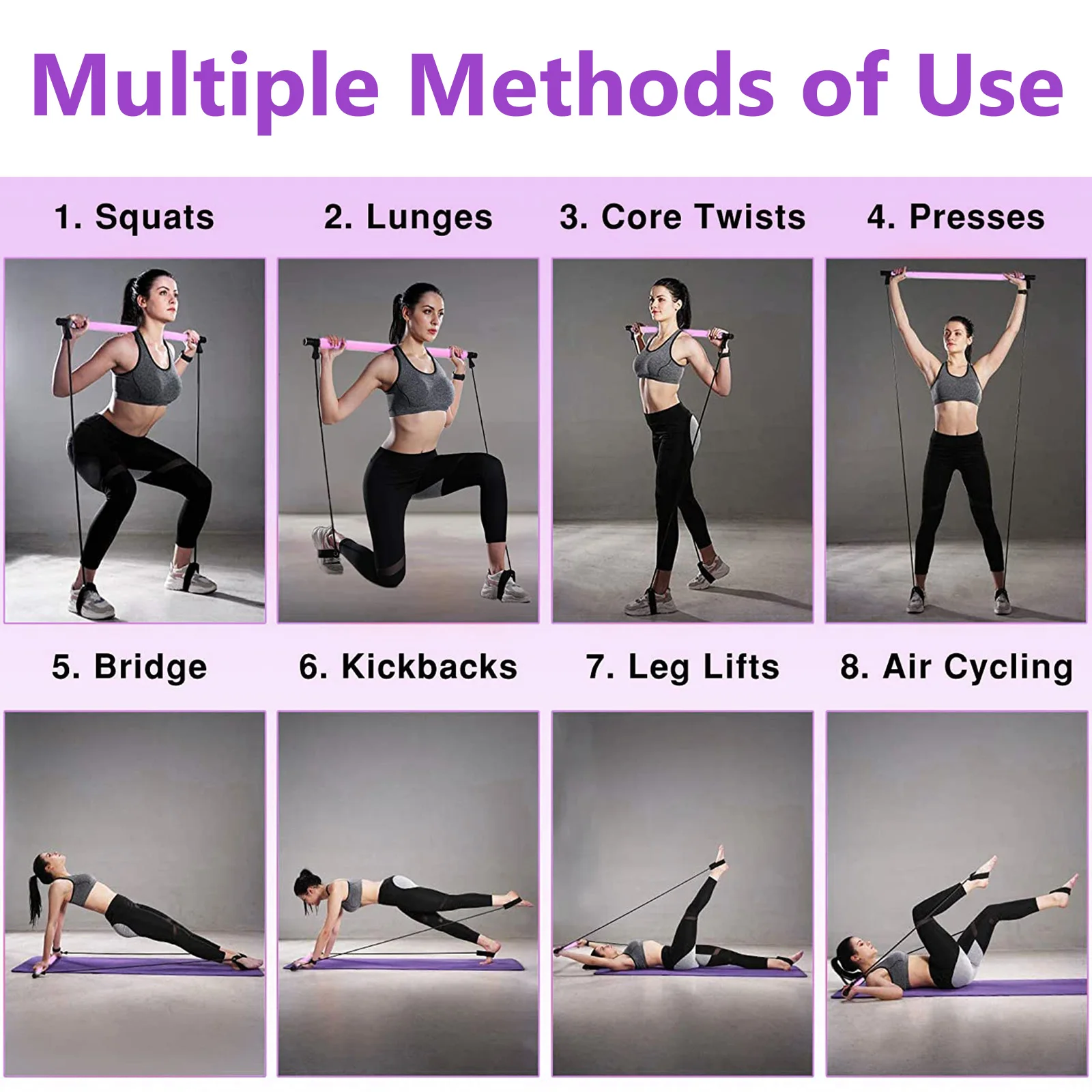 

Adjustable Length Fitness Bar For Shaping Exercise Equipment Bodybuilding Stick Women Purple Color Waist Arms