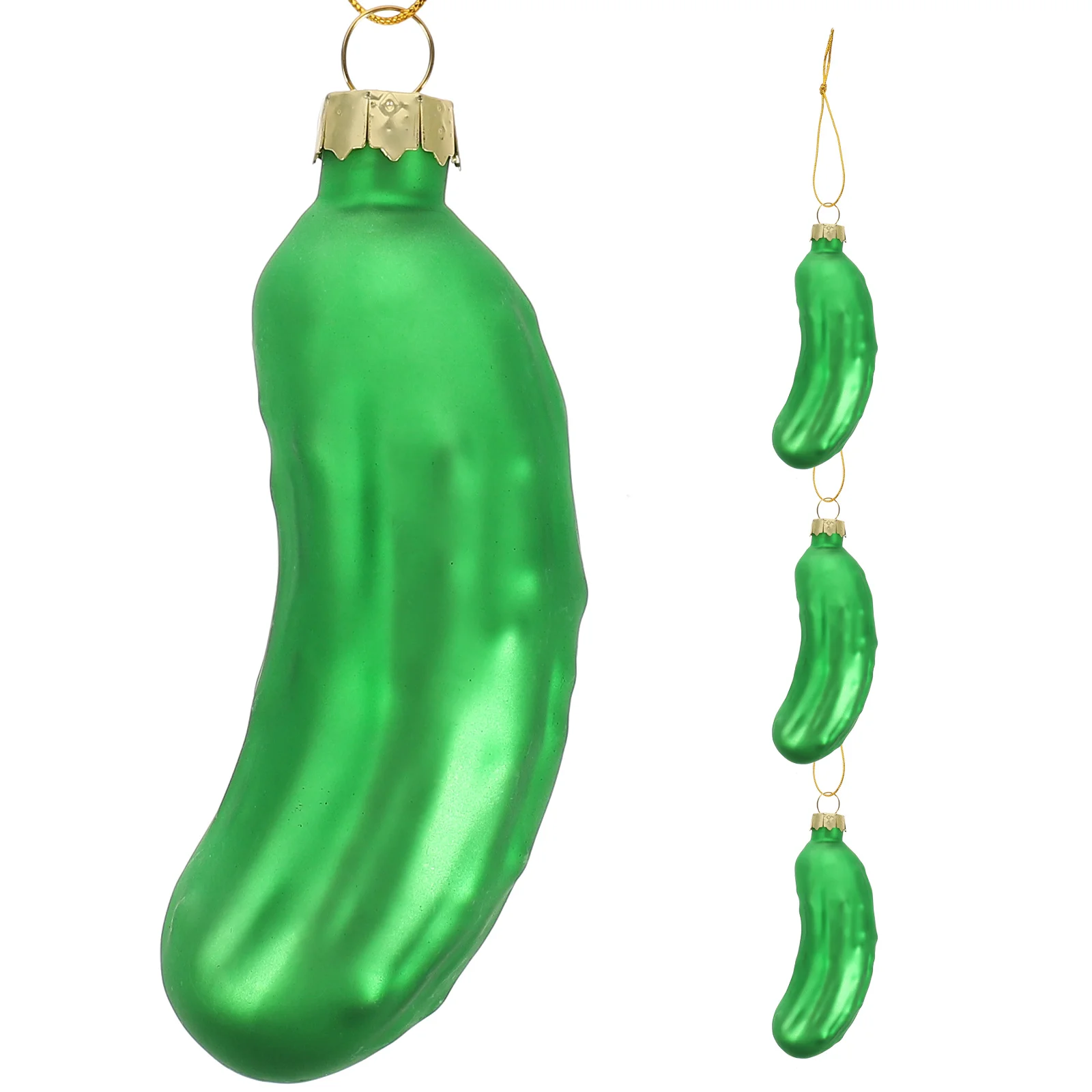 

3Pcs Glass Cucumber Pendants Christmas Tree Pendants Hanging Xmas Decor for Holiday Party Decorations Reusable