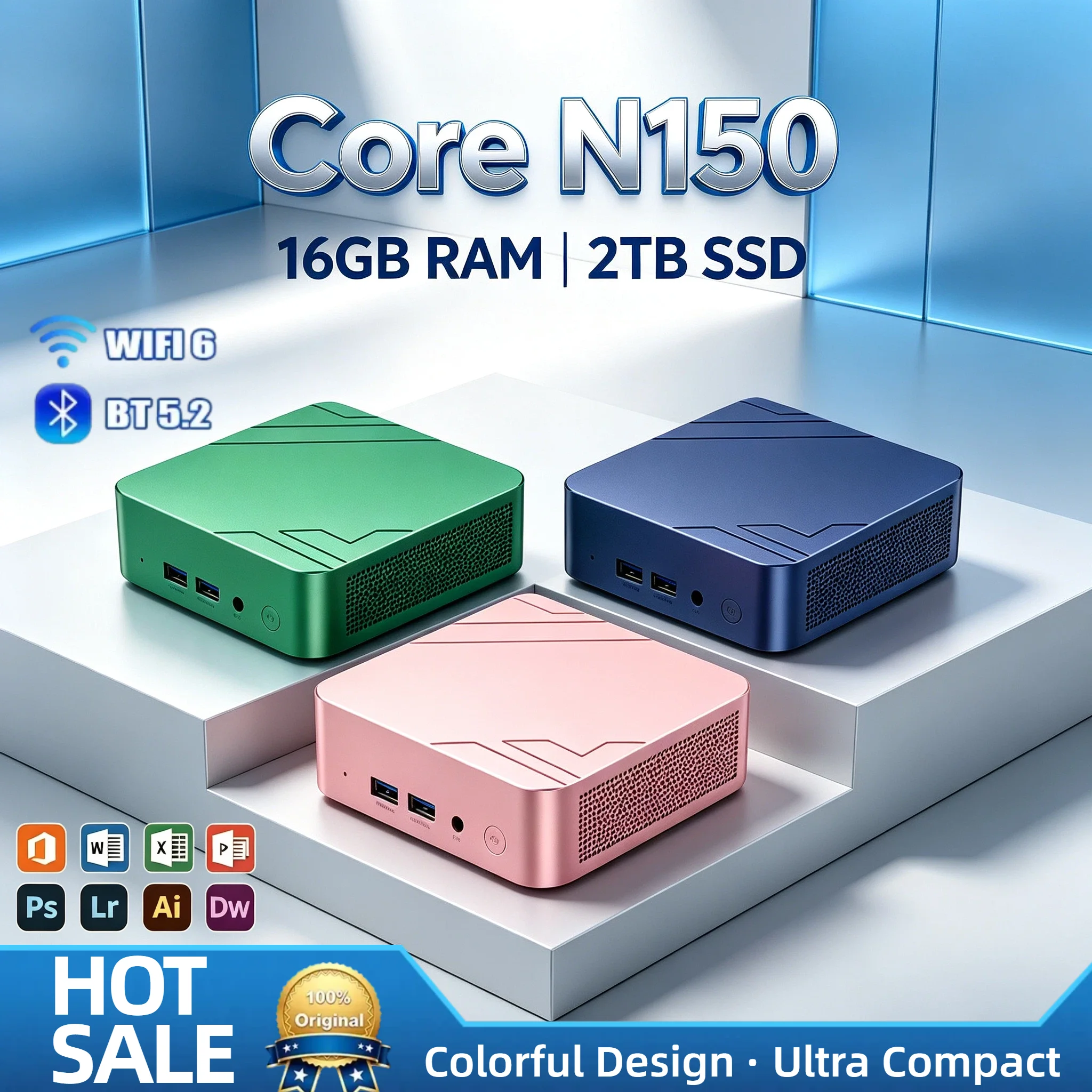 インテル-core-n150-高速ミニpc-16gb-ram-2tb-ssd-トリプル4kモニター-wifi6-bluetooth-52-冷却機能搭載-リモートオフィス-在宅勤務ユニット