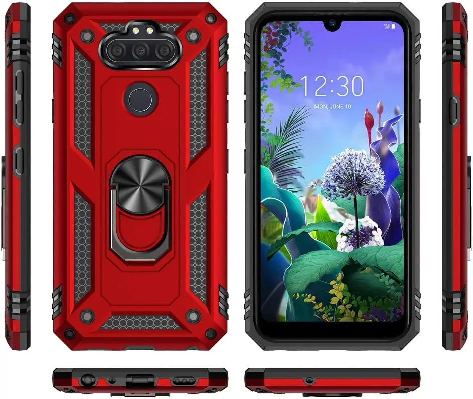 For LG Phoenix 5/Aristo 5 Plus/Fortune 3/Risio 4/Tribute Monarch/K8x 2020 Shockproof Ring Stand Phone Case Cover+Tempered Glass