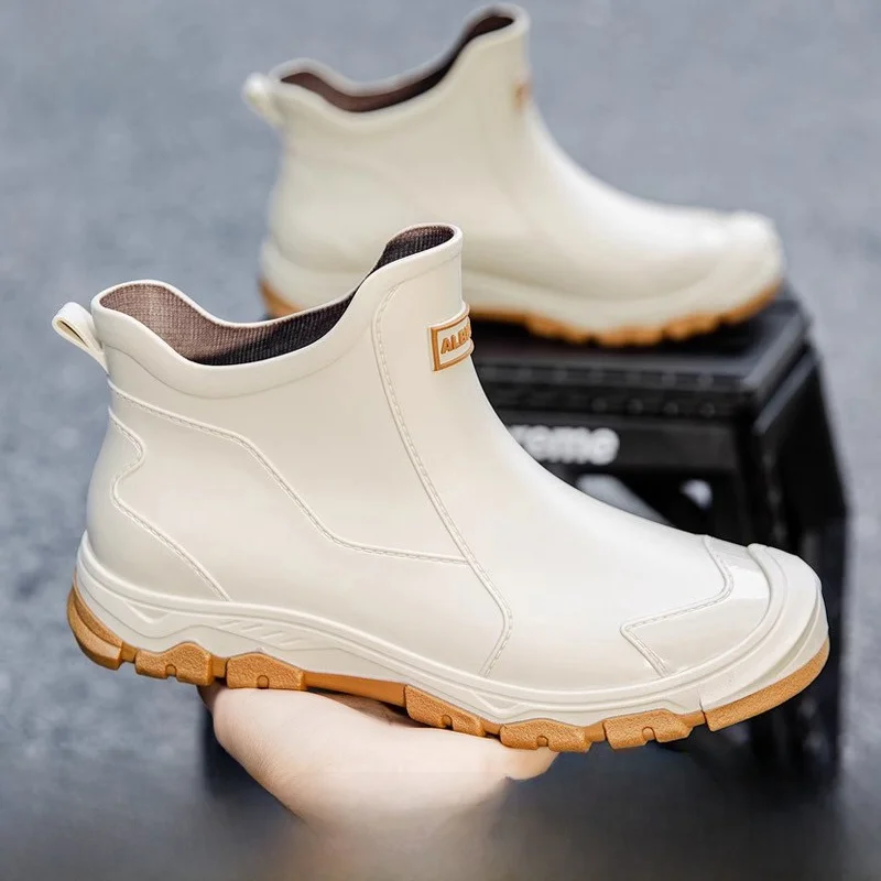 

Удобные мужские резиновые сапоги, повседневные рабочие ботинки, автомобильные водонепроницаемые противоскользящие кухонные износостойкие дышащие пластиковые подошвы