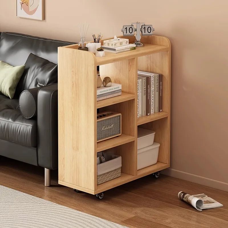 

Movable side few sofa side storage locker narrow cabinet floor shelf simple bookshelf integrated crevice bookcase